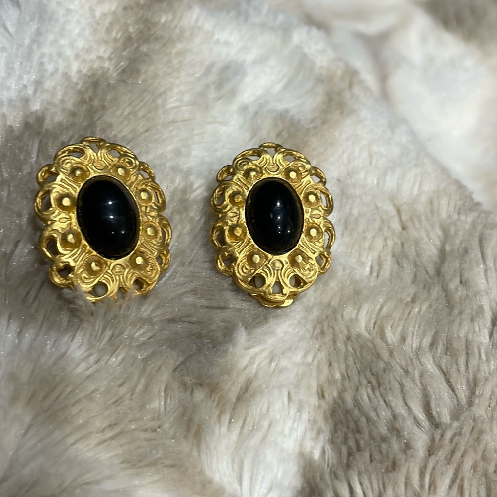 Gold tone clip on earrings